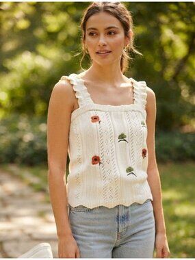 Women's - Y.A.S. Benga Floral Knitwear Tank, Size XS